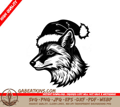 A Wolf Wearing A Santa Hat SVG - Christmas Fox SVG