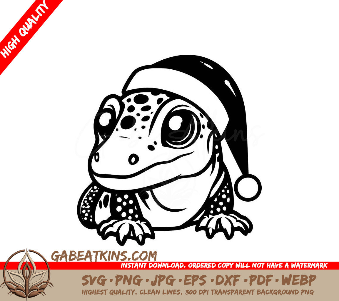 A Lizard Wearing A Santa Hat SVG - Christmas Gecko SVG