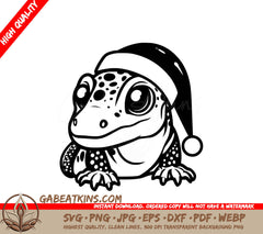 A Lizard Wearing A Santa Hat SVG - Christmas Gecko SVG