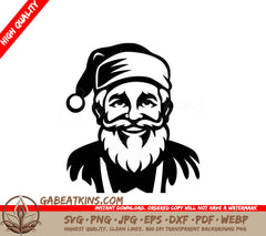Santa Claus Wearing A Hat And Bow Tie SVG - Christmas Gentleman SVG