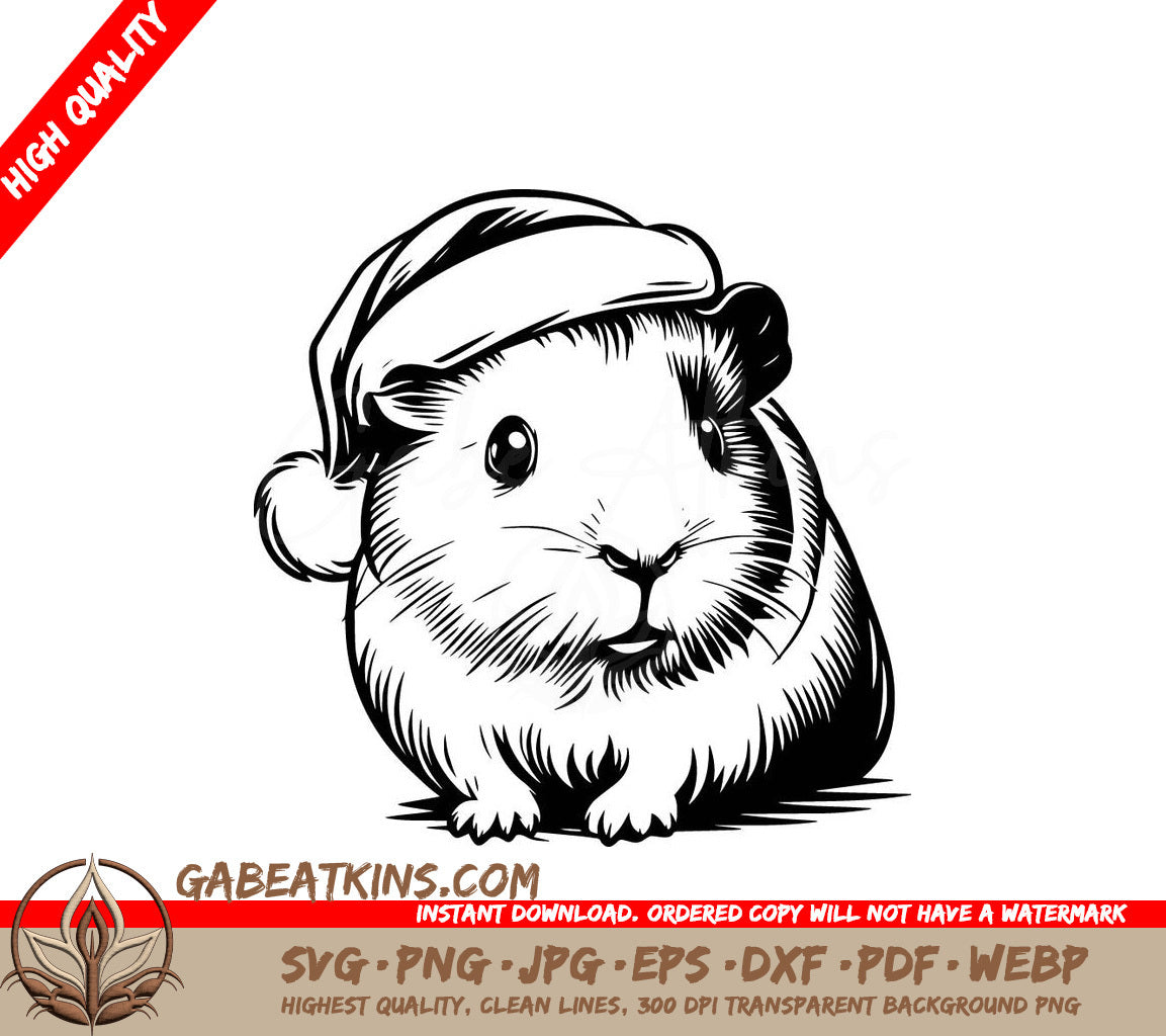 A Guinea Pig Wearing A Santa Hat SVG - Christmas Guinea Pig SVG