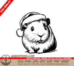 A Guinea Pig Wearing A Santa Hat SVG - Christmas Guinea Pig SVG