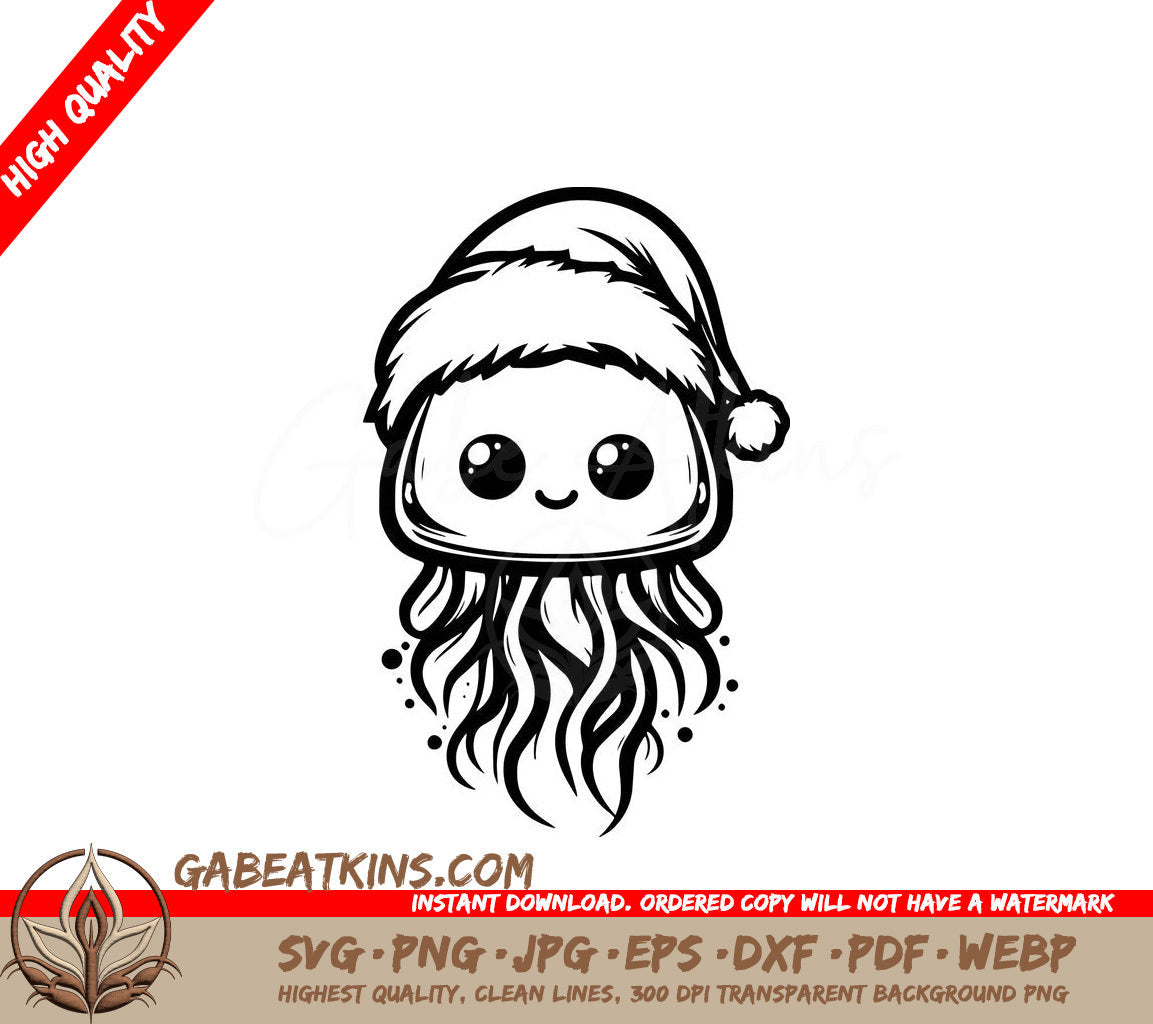 A Jellyfish Wearing A Santa Hat SVG - Christmas Jellyfish SVG