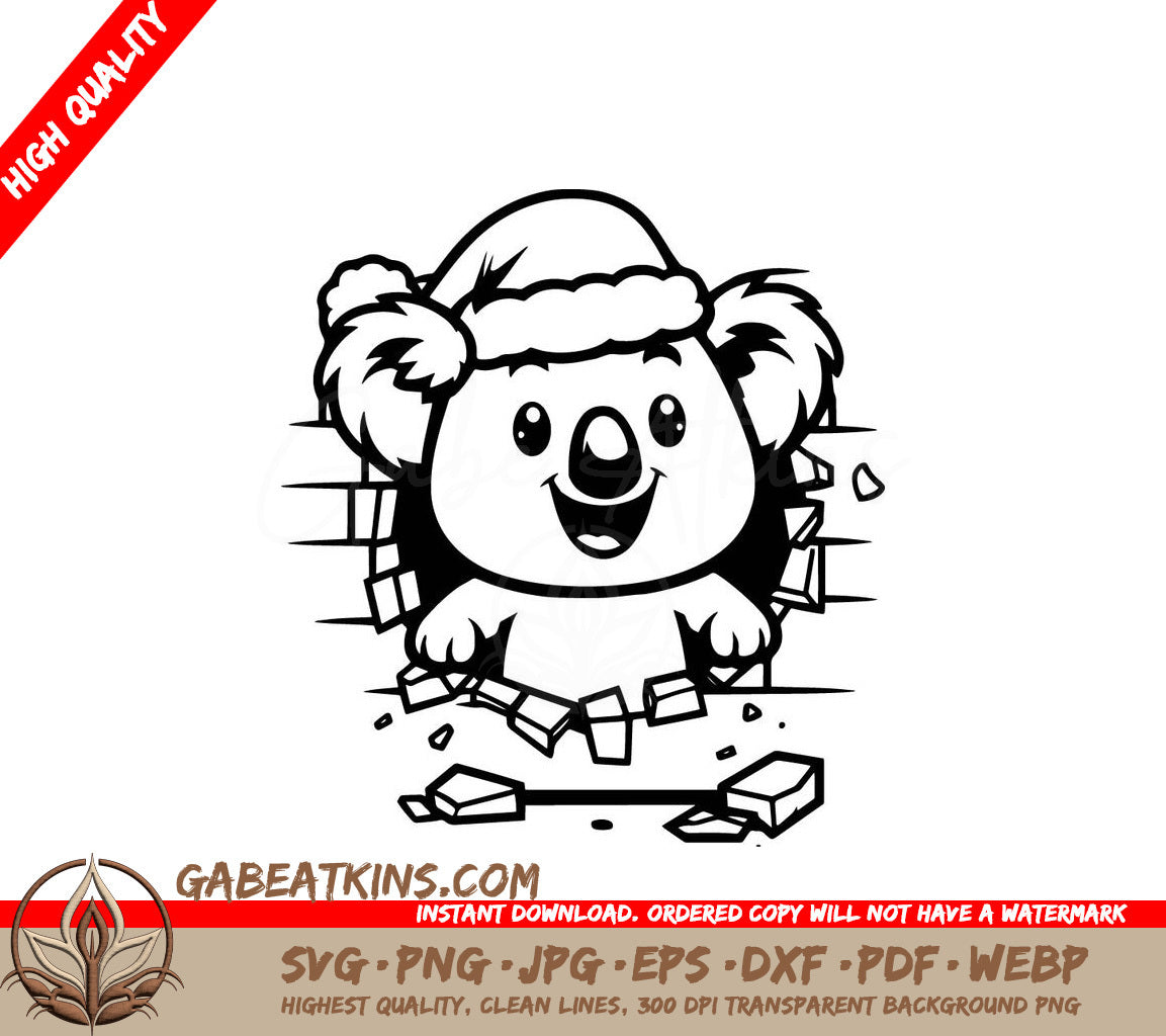 A Koala Wearing A Santa Hat SVG - Christmas Koala Breakout SVG