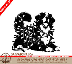 A Dog Wrapped In Christmas Lights SVG - Christmas Light Berner SVG