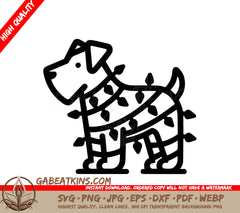A Dog Covered In Christmas Lights SVG - Christmas Light Pooch SVG