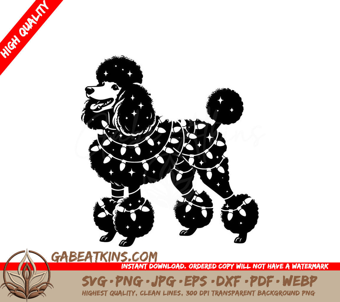 A Poodle Decorated With Christmas Lights SVG - Christmas Light Poodle SVG