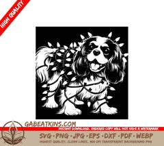 A Cavalier King Charles Spaniel Wrapped In Christmas Lights SVG - Christmas Light Spaniel SVG