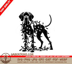 A Dog Wrapped In Christmas Lights SVG - Christmas Light Vizsla SVG