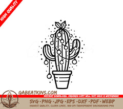 A Cactus Decorated For Christmas SVG - Christmas Lights Cactus SVG