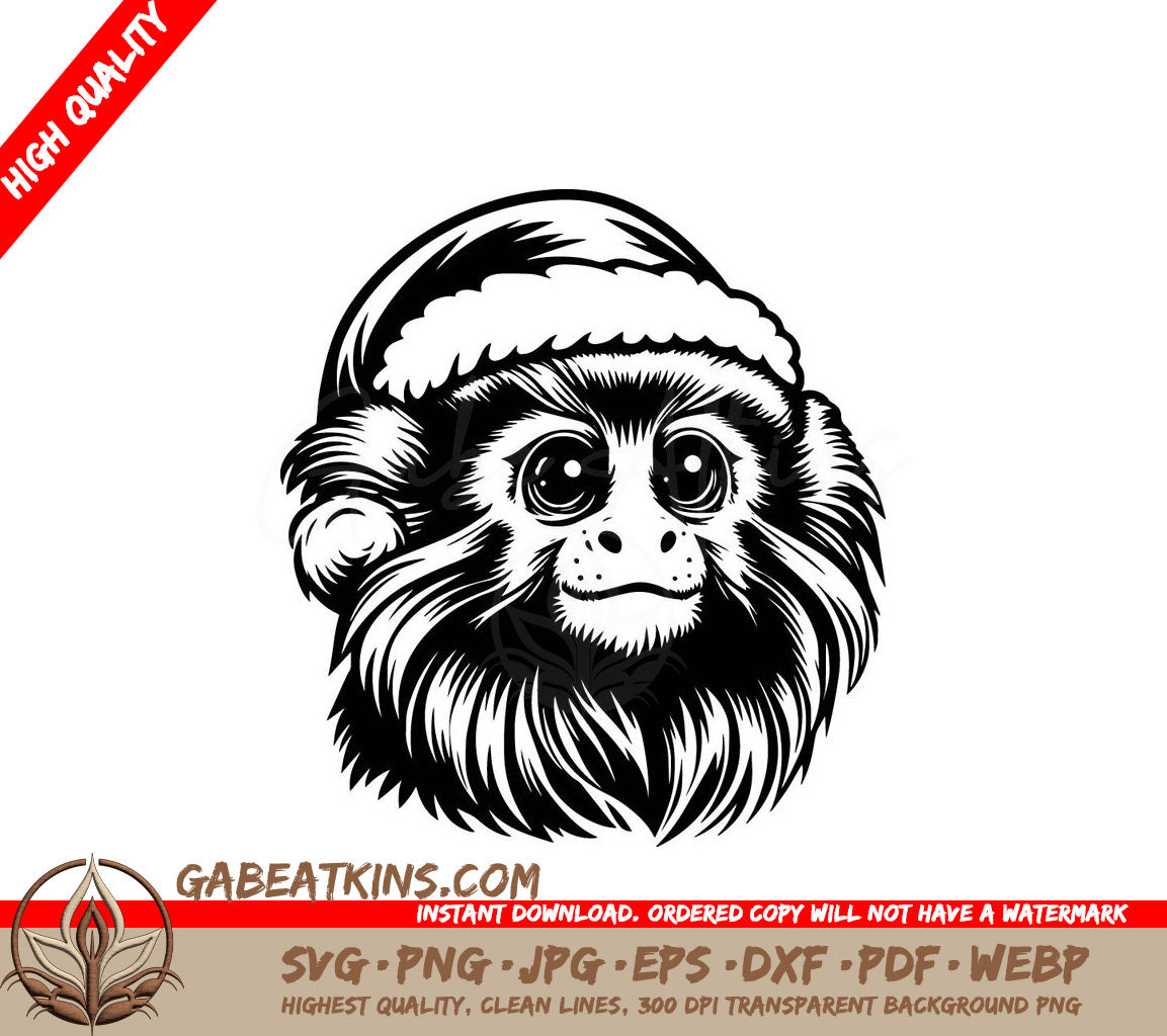 A Monkey Wearing A Santa Hat SVG - Christmas Monkey SVG