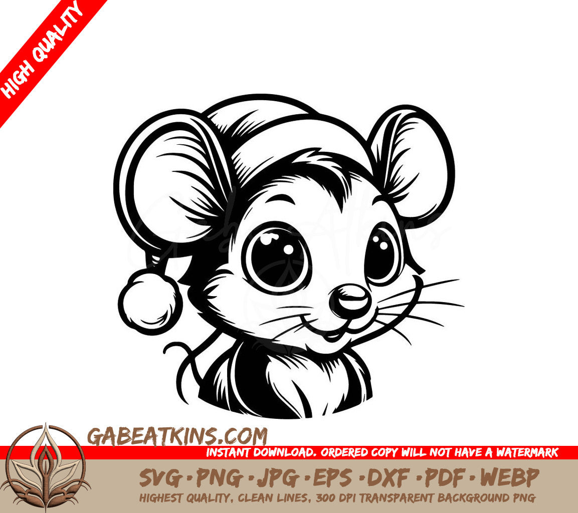 A Mouse Wearing A Santa Hat SVG - Christmas Mouse SVG