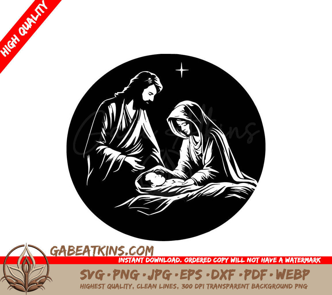 Jesus Mary And Baby Jesus SVG - Christmas Nativity SVG