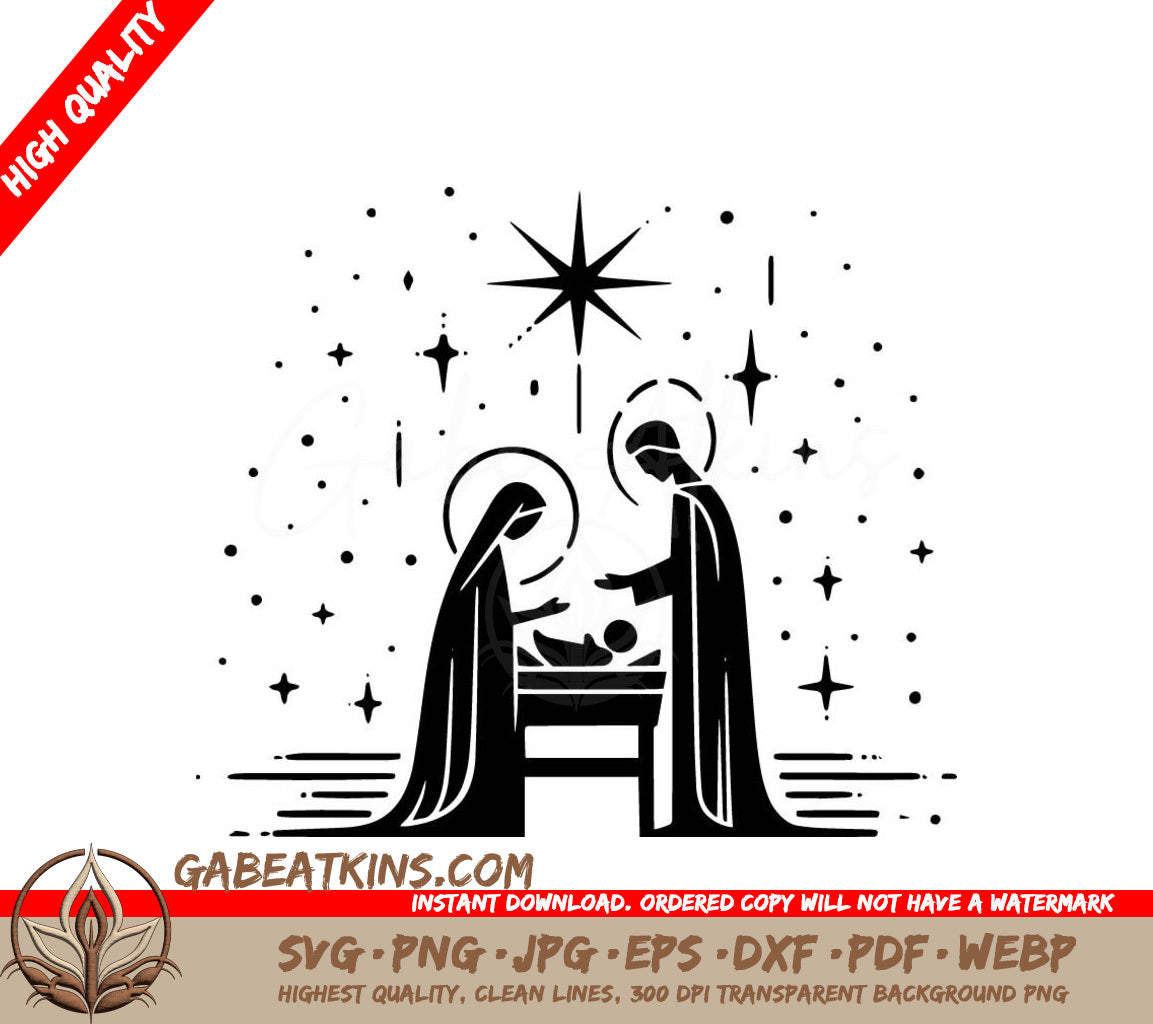 A Nativity Scene SVG - Christmas Night Nativity SVG