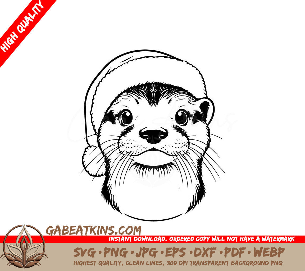 An Otter Wearing A Santa Hat SVG - Christmas Otter SVG