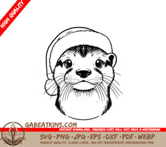 An Otter Wearing A Santa Hat SVG - Christmas Otter SVG