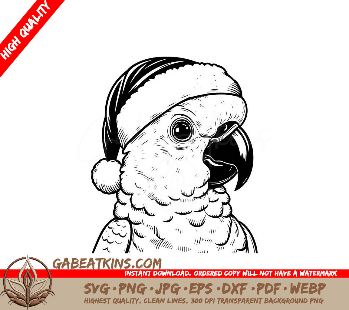 A Parrot Wearing A Santa Hat SVG - Christmas Parrot SVG