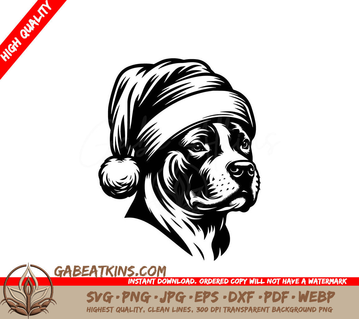 A Dog Wearing A Santa Hat SVG - Christmas Pit Bull SVG