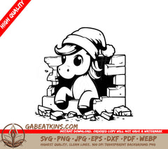 A Pony Wearing A Santa Hat SVG - Christmas Pony Surprise SVG