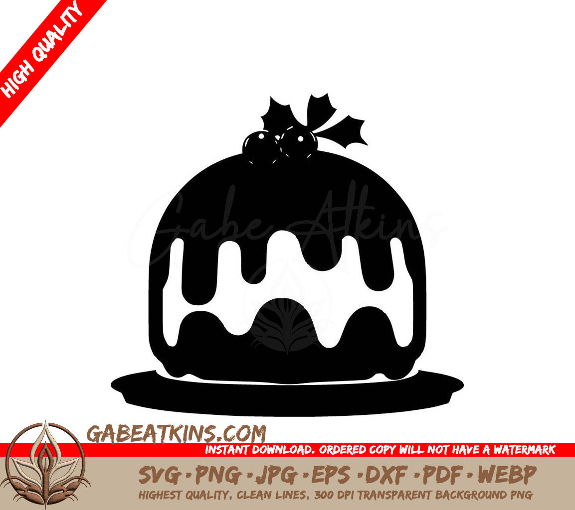 A Christmas Pudding With Holly On Top SVG - Christmas Pudding SVG