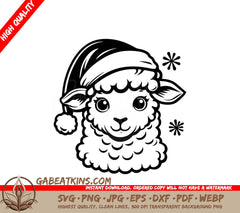 A Sheep Wearing A Santa Hat SVG - Christmas Sheep SVG