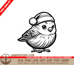 A Bird Wearing A Santa Hat SVG - Christmas Sparrow SVG
