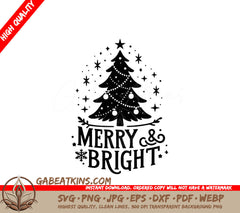 A Merry And Bright Sign With A Christmas Tree SVG - Christmas Tree Festivity SVG