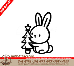 A Bunny Holding A Christmas Tree SVG - Christmas Tree Rabbit SVG