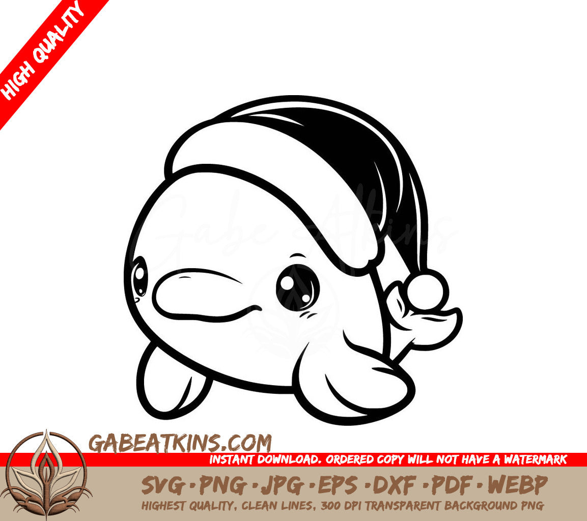 A Whale Wearing A Santa Hat SVG - Christmas Whale SVG