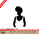 A Black And White Silhouette Of A Woman With Curly Hair SVG - Classic Bride SVG
