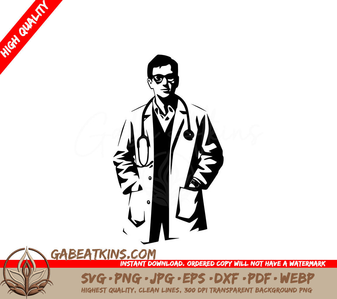 A Doctor With A Stethoscope Around His Neck SVG - Clinical Doctor SVG