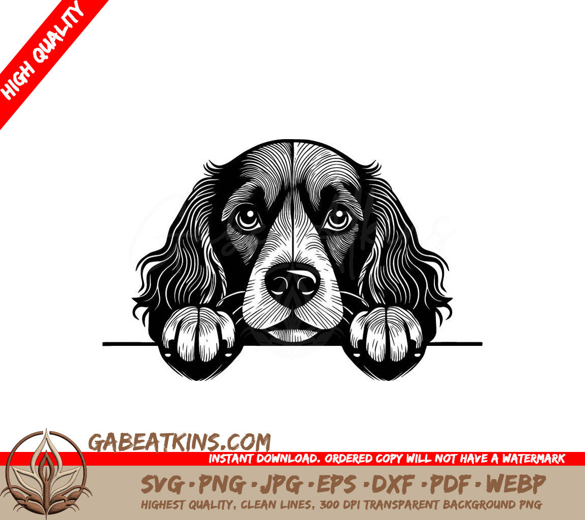 Cocker Spaniel Peeking Over Fence SVG SVG