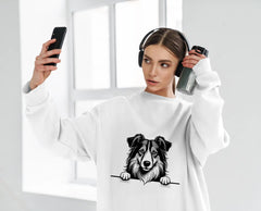 Border Collie Peeking Over Wall - SVG SVG