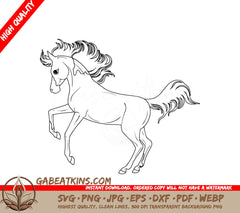 A Horse On Its Hind Legs SVG - Coloring page with horse Painting for children SVG