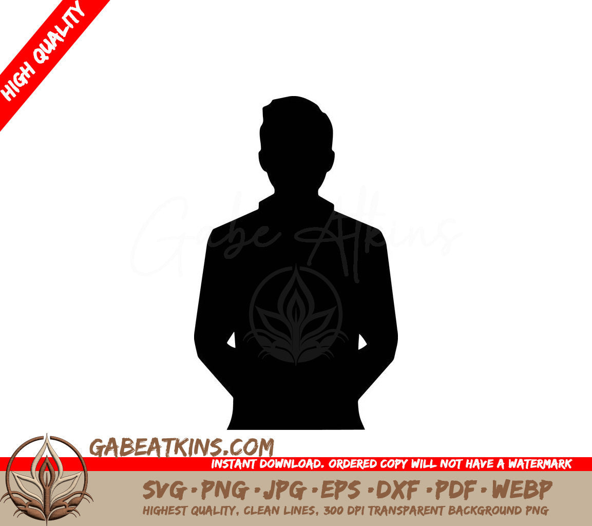 A Silhouette Of A Man With His Arms Crossed SVG - Confident Gentleman SVG