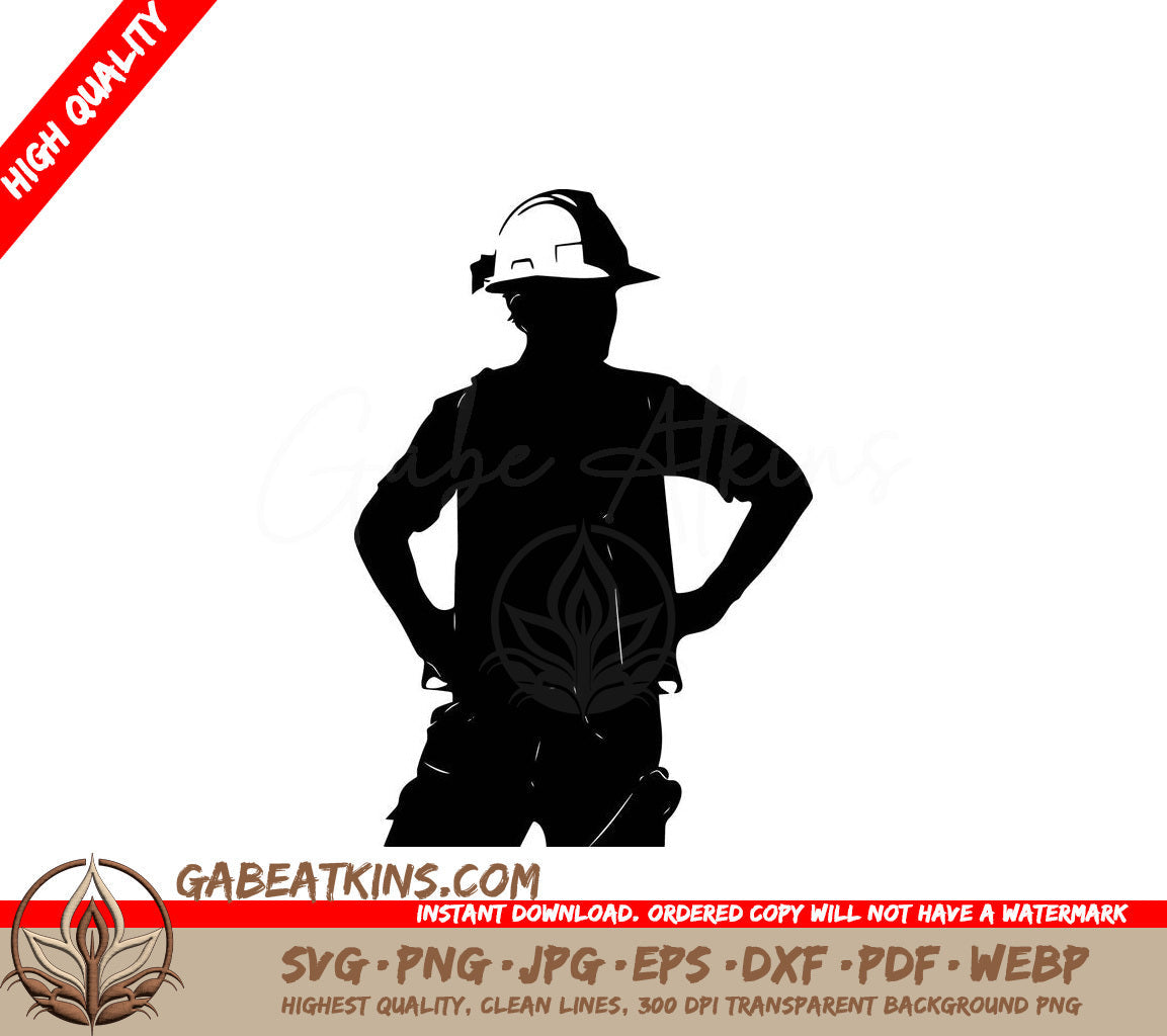 A Silhouette Of A Man Wearing A Hard Hat SVG - Construction Crew Member SVG