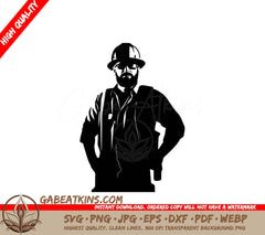 A Man Wearing A Hard Hat SVG - Construction Site Supervisor SVG
