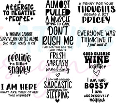 Sarcastic SVG Bundle for Cricut and Silhouette - 72 Designs | Funny S | Funny Sarcastic Quotes SVG bundle