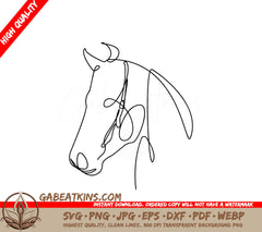 A Continuous Line Drawing Of A Horses Head SVG - Continuous line hand drawing vector illustration horse art SVG