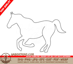 A Horse On A White Background SVG - Continuous one line drawing of horse vector illustration premium vector SVG