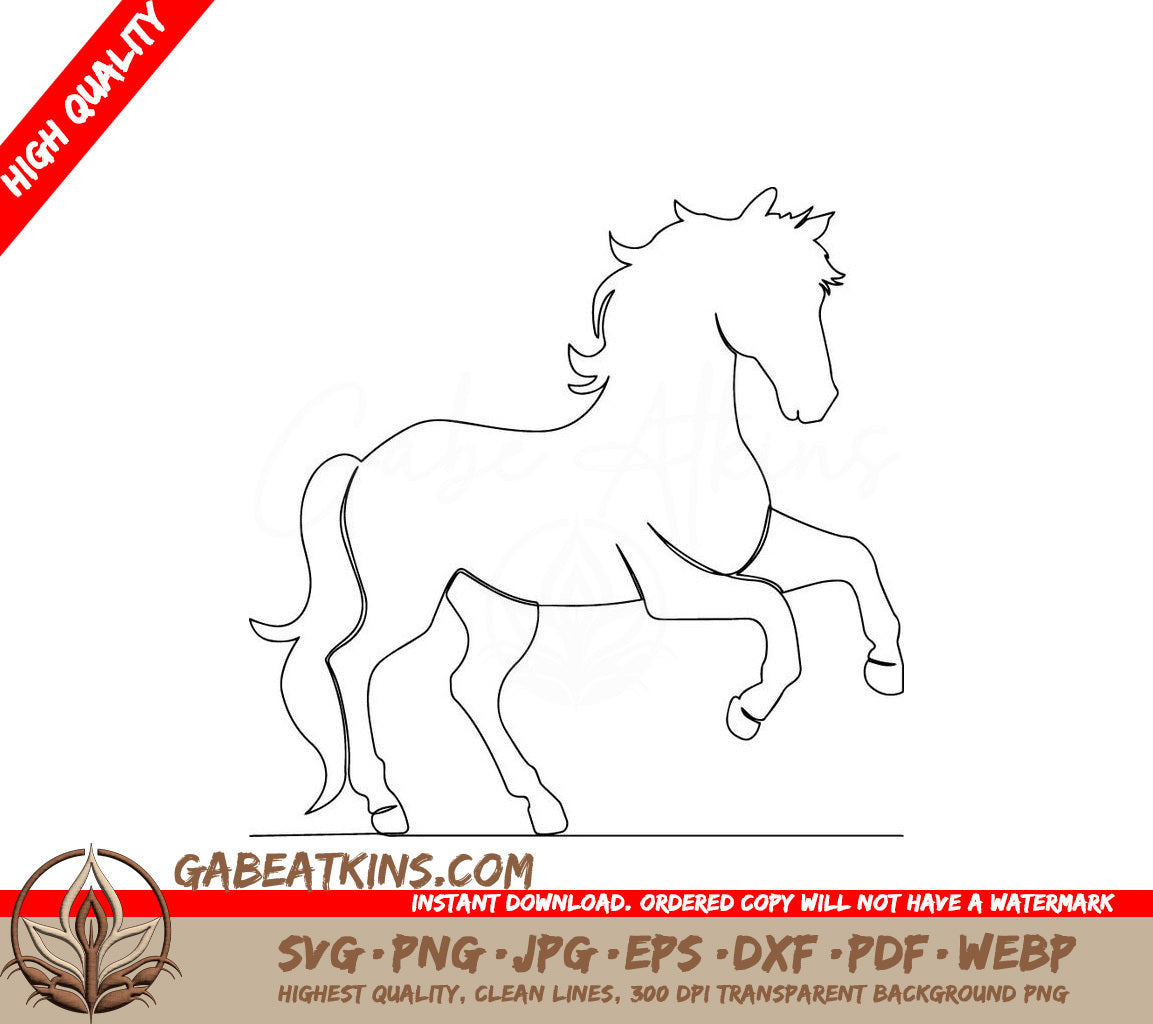 A Horse On Its Hind Legs SVG - Continuous one line horse outline vector art drawing and world wildlife Day single line art SVG