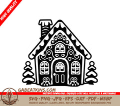 A Gingerbread House SVG - Cookie House SVG
