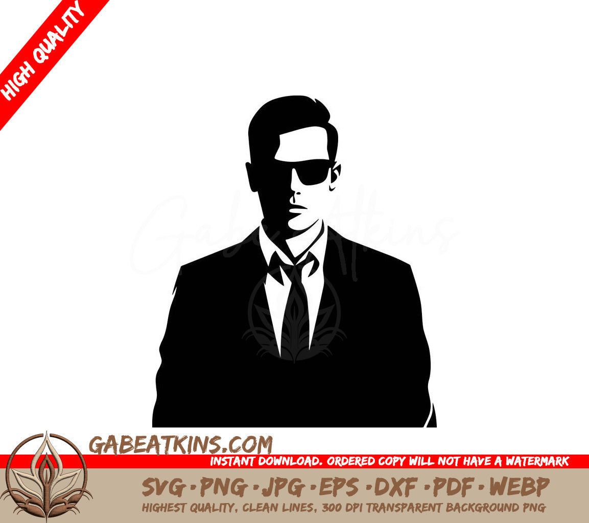 A Man In A Suit And Tie SVG - Cool Agent SVG
