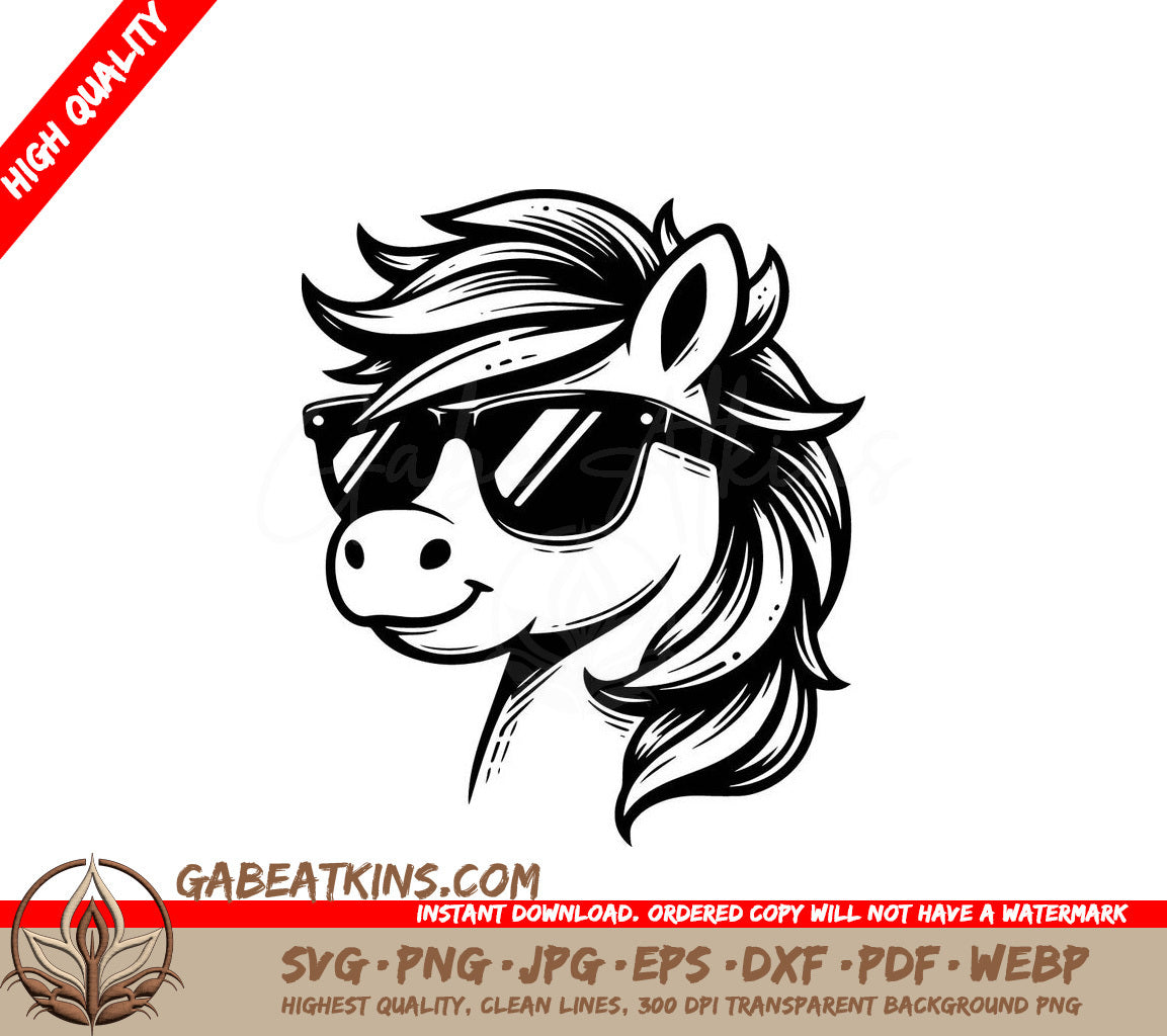 A Pony Wearing Sunglasses SVG - Cool Horse SVG