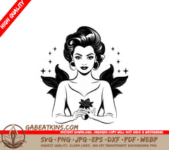 Corporate Queen SVG Professional Woman Holding a Rose SVG