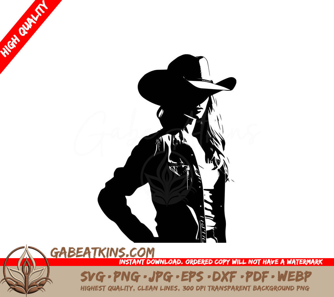 A Woman Wearing A Cowboy Hat SVG - Country Girl with Jean Jacket SVG