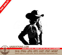 A Woman Wearing A Cowboy Hat SVG - Country Girl with Jean Jacket SVG
