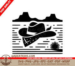 A Cowboy Hat With Mountains In The Background SVG - Cowboy Adventure SVG