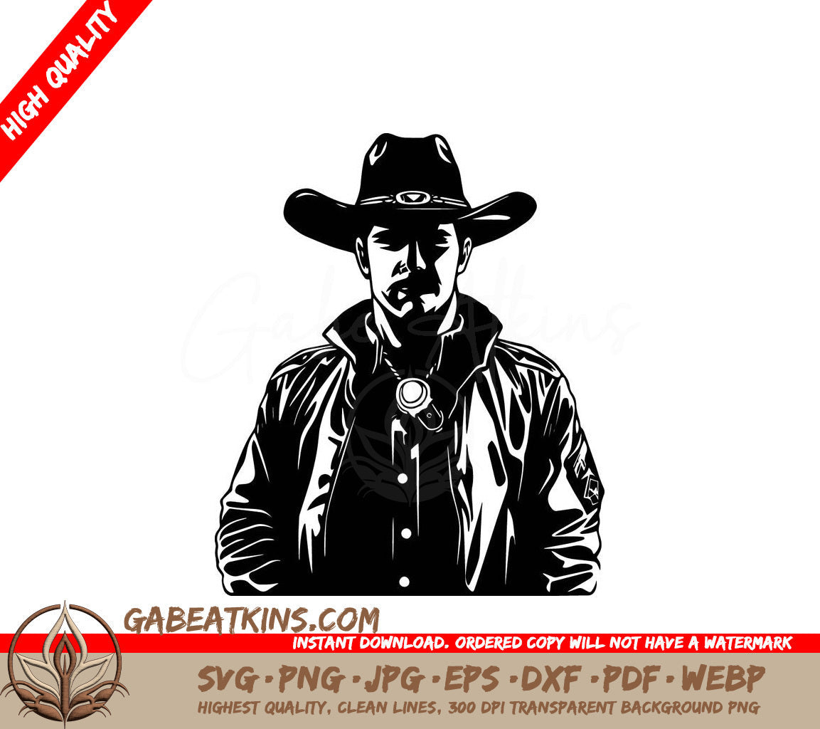 A Man Wearing A Cowboy Hat SVG - Cowboy Sheriff SVG