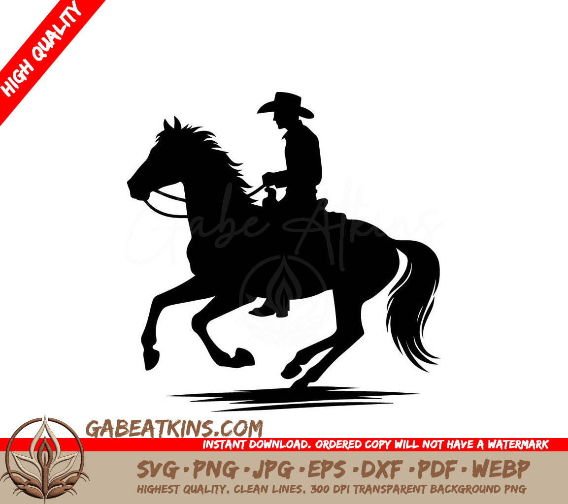 A Man In A Cowboy Hat Is Riding A Horse SVG - Cowboy riding a horse silhouette Vector illustration SVG
